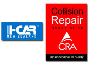 I-CAR New Zealand and CRA Collision Repair Association accreditation badges